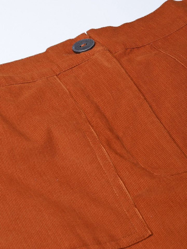 Women's Rust Corduroy Skirt - SASSAFRAS