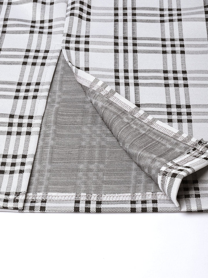 Women's Black & Grey Check Pencil Skirt - SASSAFRAS