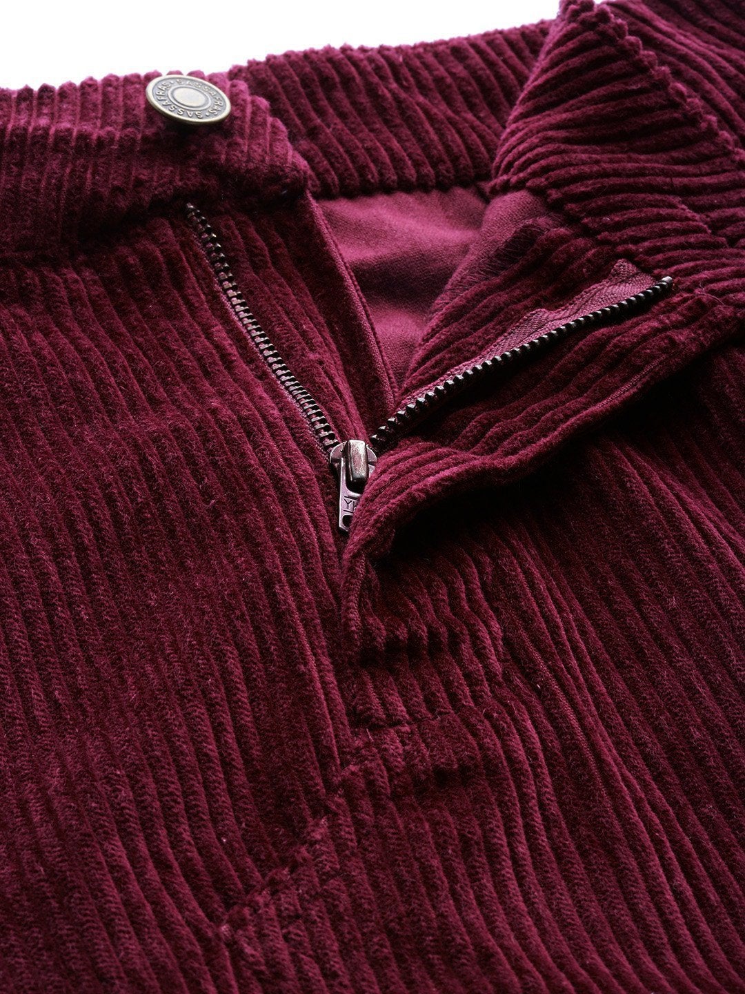 Women's Burgundy Corduroy A-Line Mini Skirt - SASSAFRAS