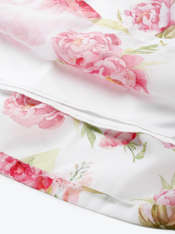 Women's White Floral Gathered Skirt - SASSAFRAS
