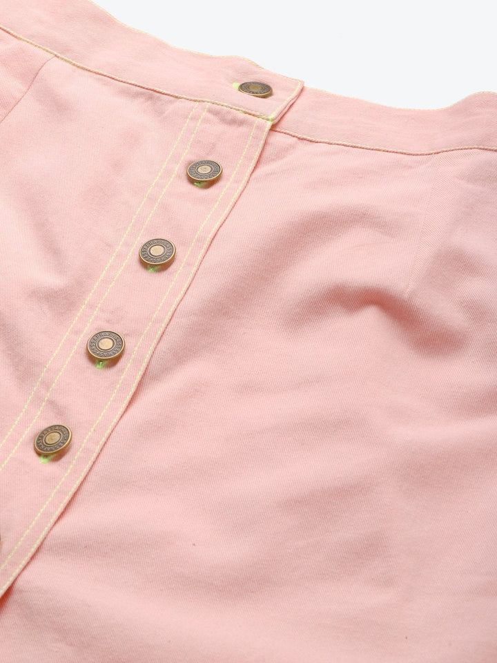 Women's Pink Contrast Stitch Mini Skirt - SASSAFRAS