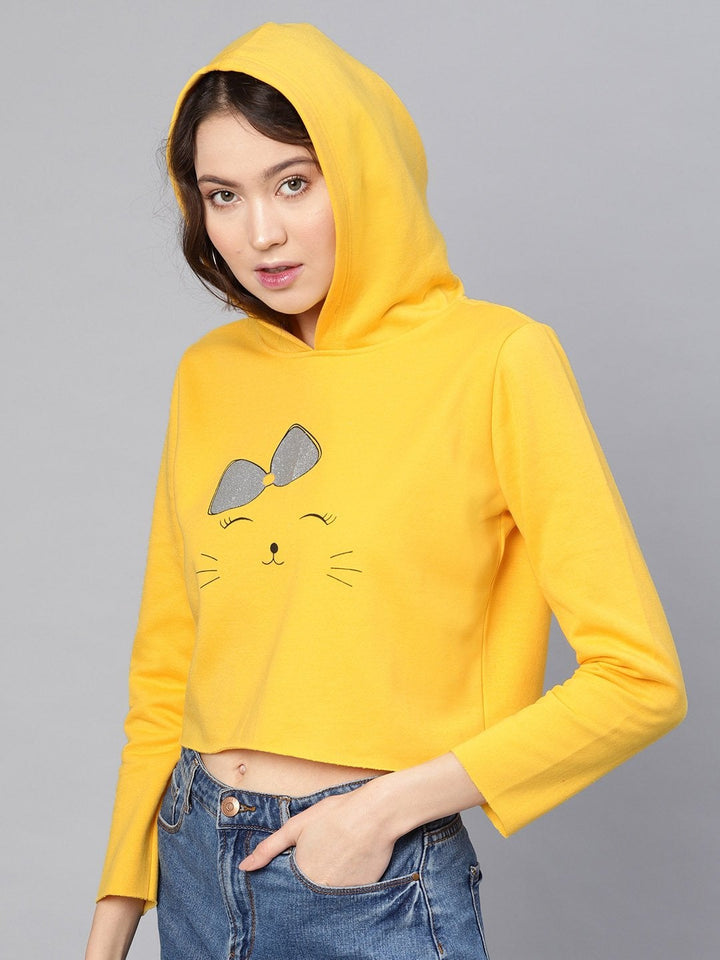 Women's Yellow Kitty Sweatshirt - SASSAFRAS