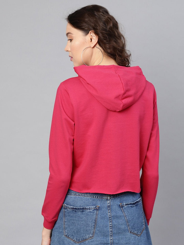 Women's Fuchsia Rainbow Print Crop Hoodie - SASSAFRAS