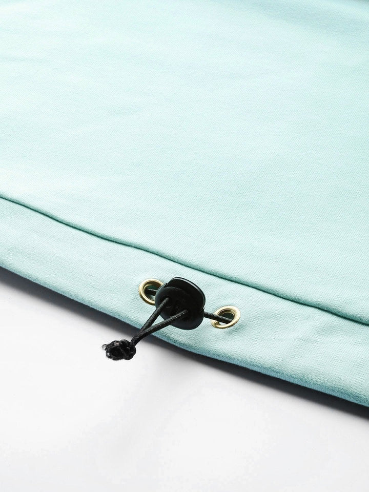 Women's Sea Green Drawstring Crop Sweatshirt - SASSAFRAS