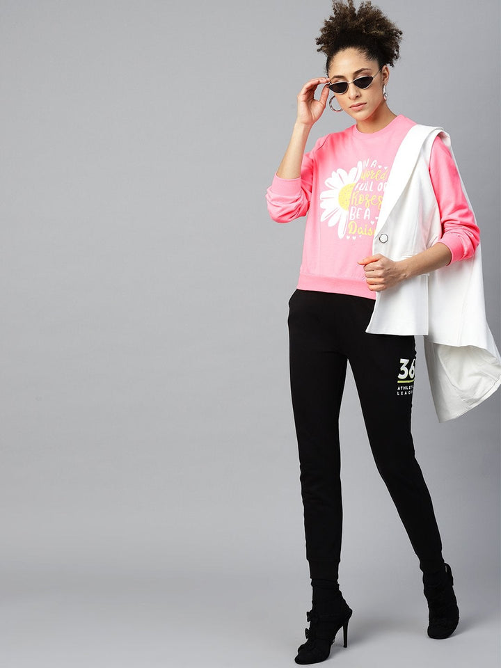 Women's Pink Floral Print Sweatshirt - SASSAFRAS