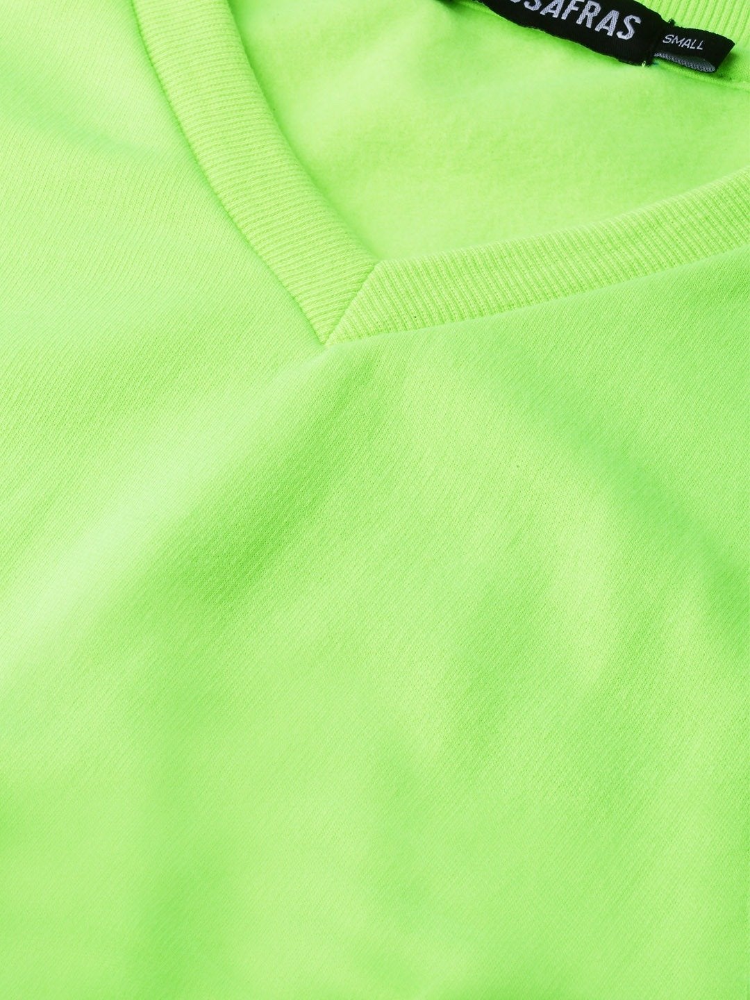 Women's Neon Green V-Neck Crop Sweatshirt - SASSAFRAS