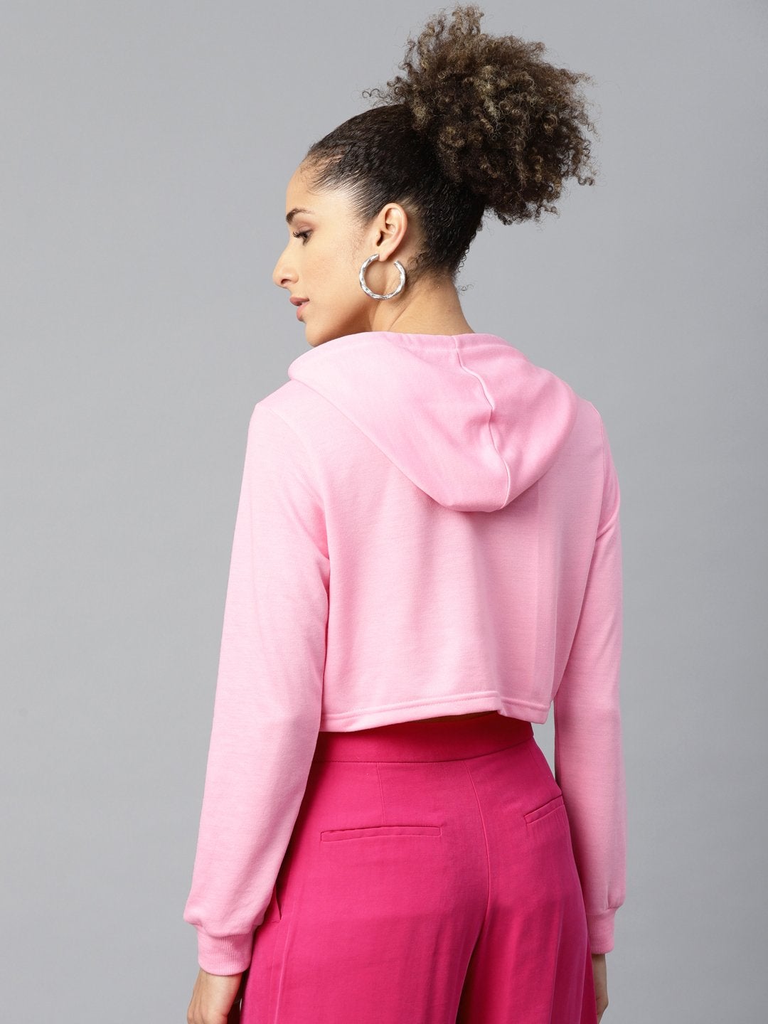 Women's Pink Baby-Print Crop Boxy Hoodie - SASSAFRAS