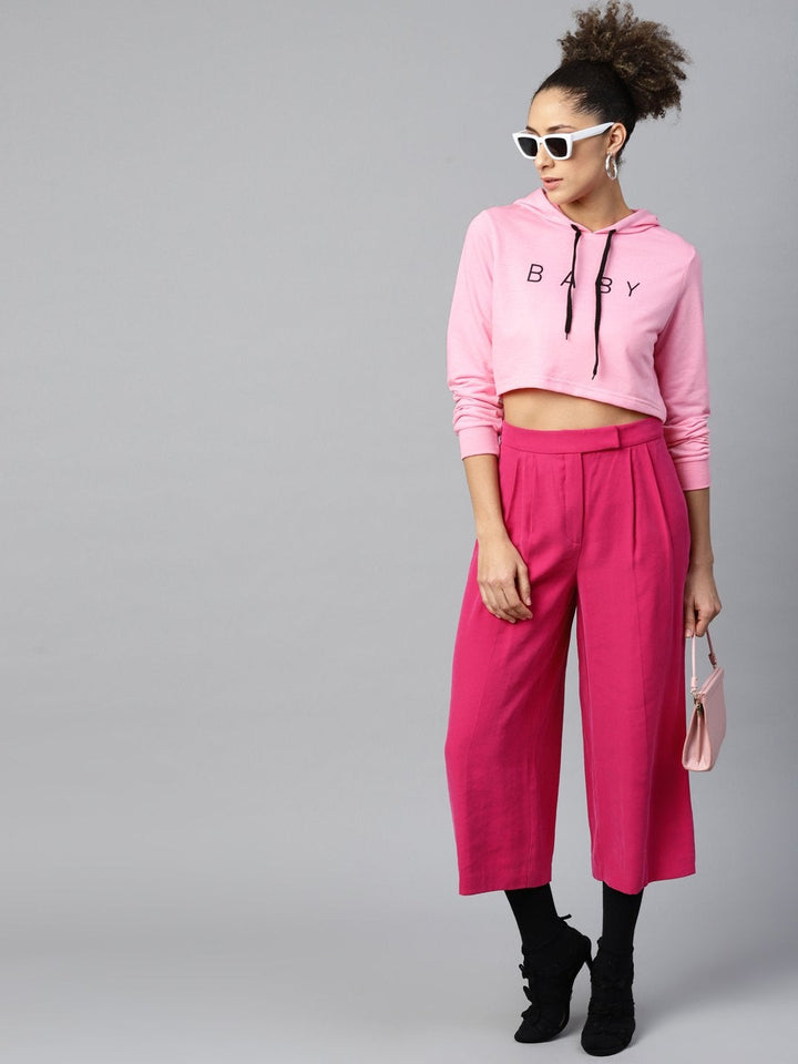 Women's Pink Baby-Print Crop Boxy Hoodie - SASSAFRAS