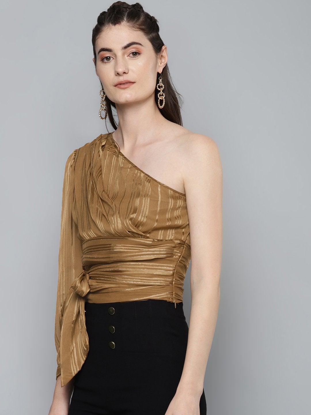 Women's Copper One Shoulder Top - SASSAFRAS