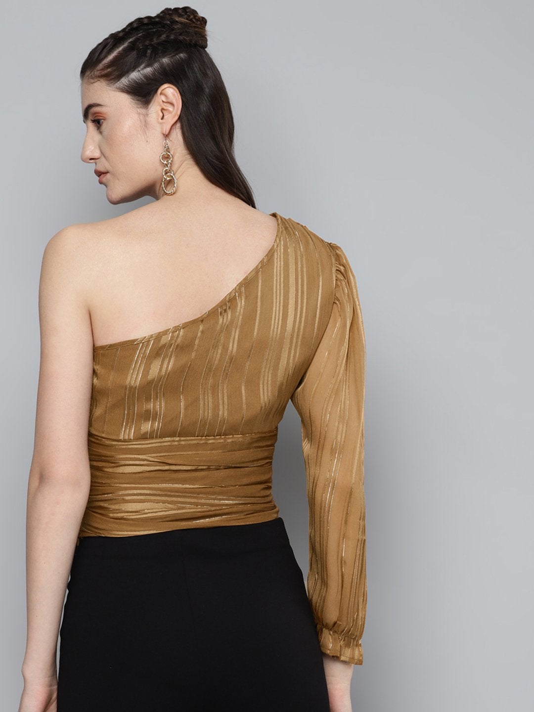 Women's Copper One Shoulder Top - SASSAFRAS