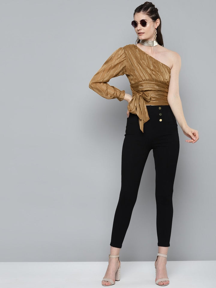 Women's Copper One Shoulder Top - SASSAFRAS