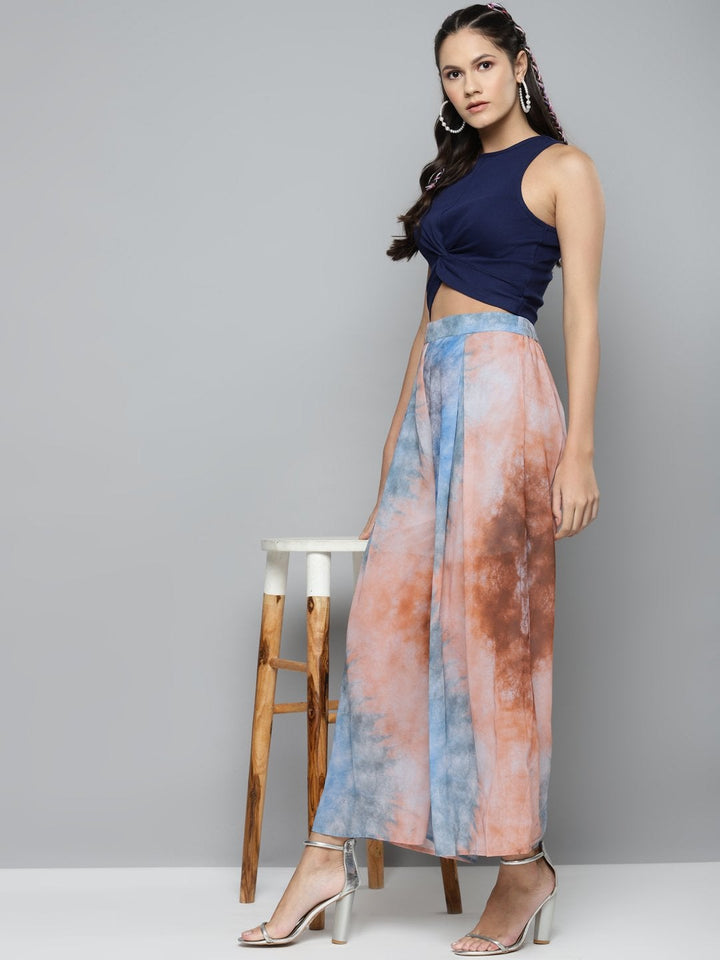 Women's Navy Blue Front Knot Crop Top - SASSAFRAS