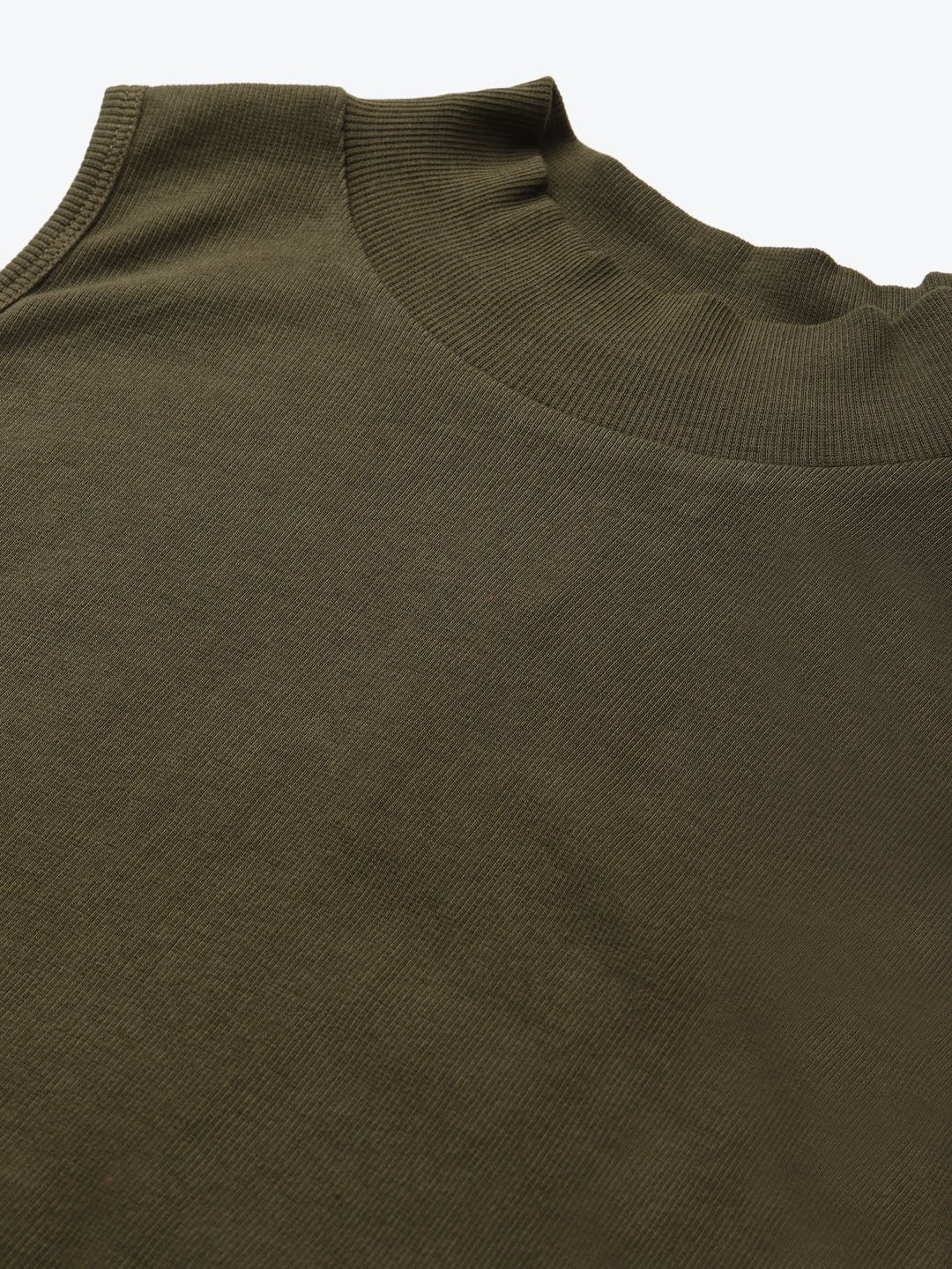 Women's Olive High Neck Crop Top - SASSAFRAS