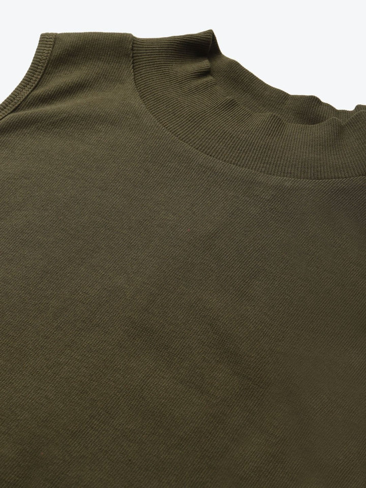 Women's Olive High Neck Crop Top - SASSAFRAS