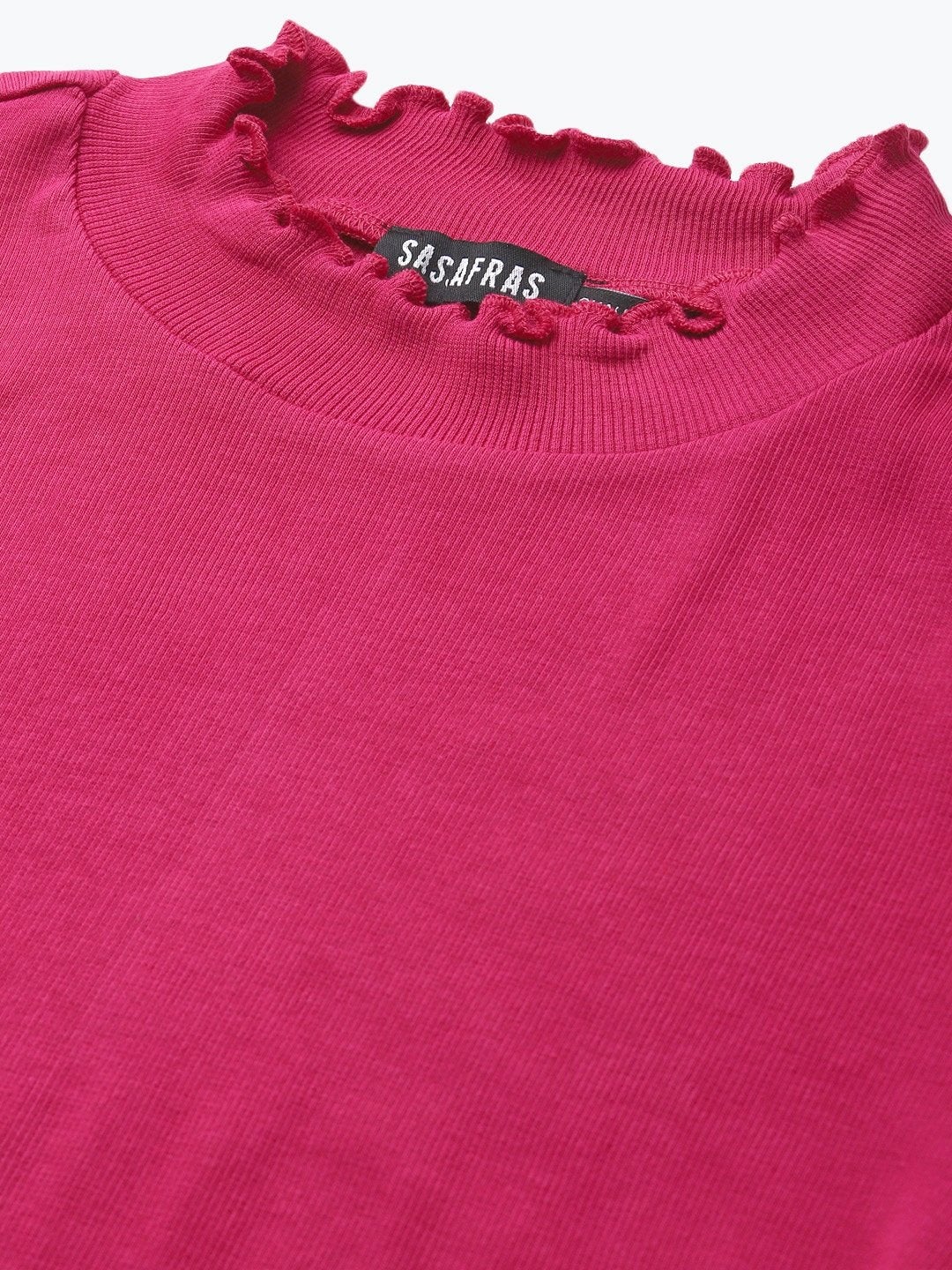 Women's Fuchsia High Neck Regular Top - SASSAFRAS