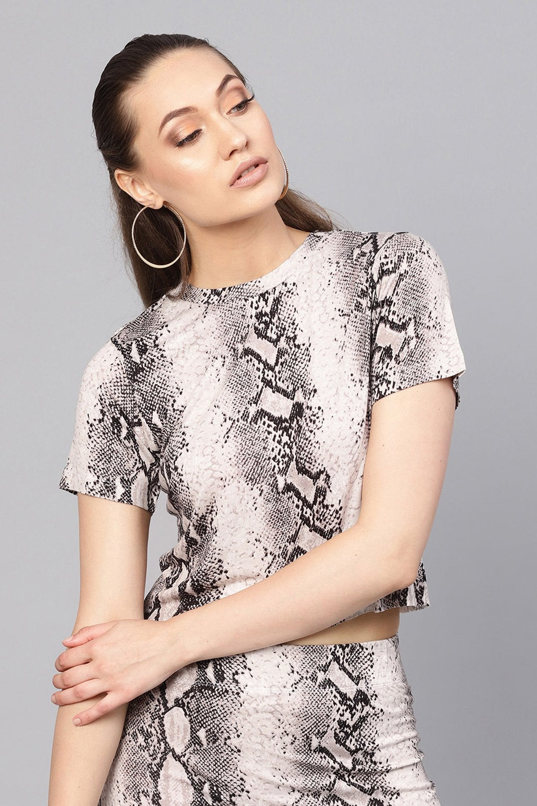 Buy Women'S Off White Python Crop T-Shirt - Sassafras-Fashion Online at ...