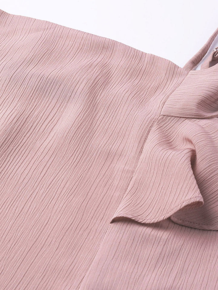 Women's Baked Pink Strappy Cold Shoulder Top - SASSAFRAS