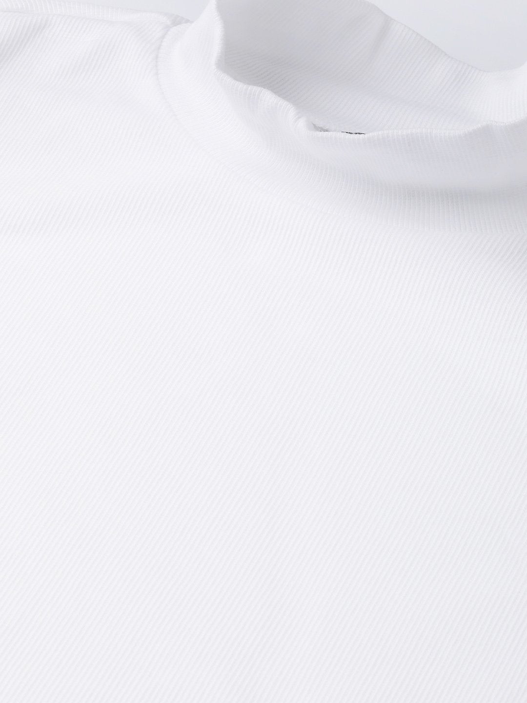 Women's White Rib Turtle Neck Crop Top - SASSAFRAS