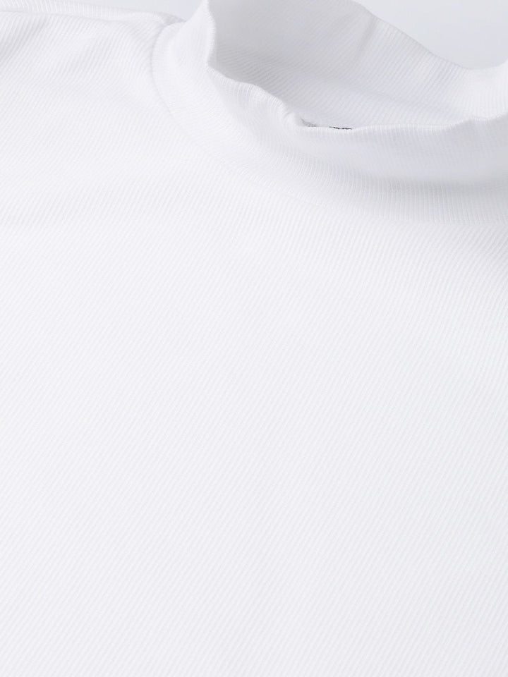 Women's White Rib Turtle Neck Crop Top - SASSAFRAS