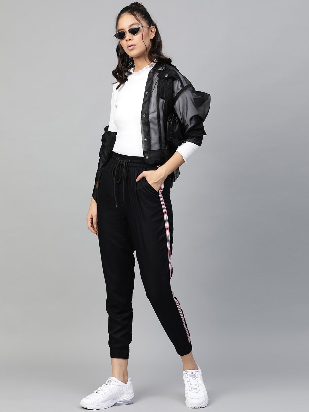 Women's White Rib High Neck Full Sleeve Top - SASSAFRAS