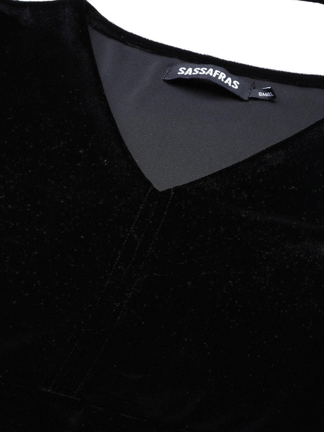 Women's Black Velvet Boxy Top - SASSAFRAS