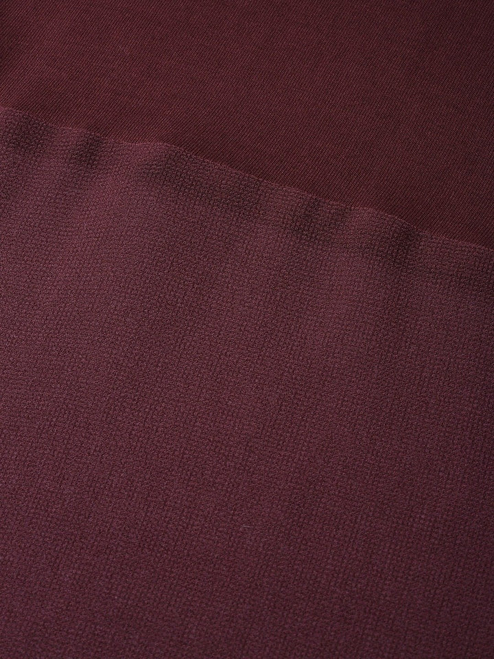 Women's Burgundy Side Slit Longline Top - SASSAFRAS