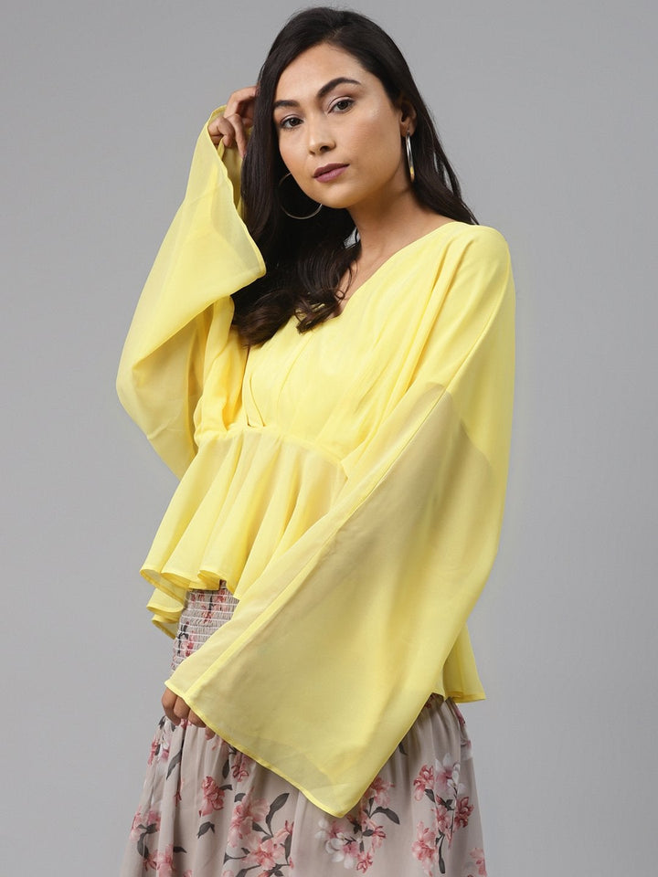Women's Yellow Kimono Top - SASSAFRAS