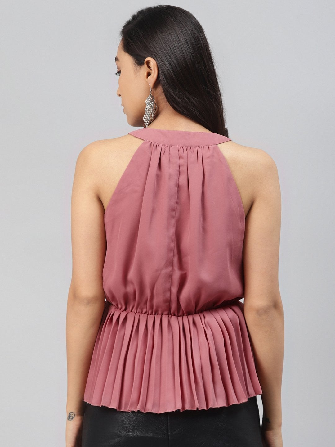 Women's Pale Pink Halter Neck Top - SASSAFRAS