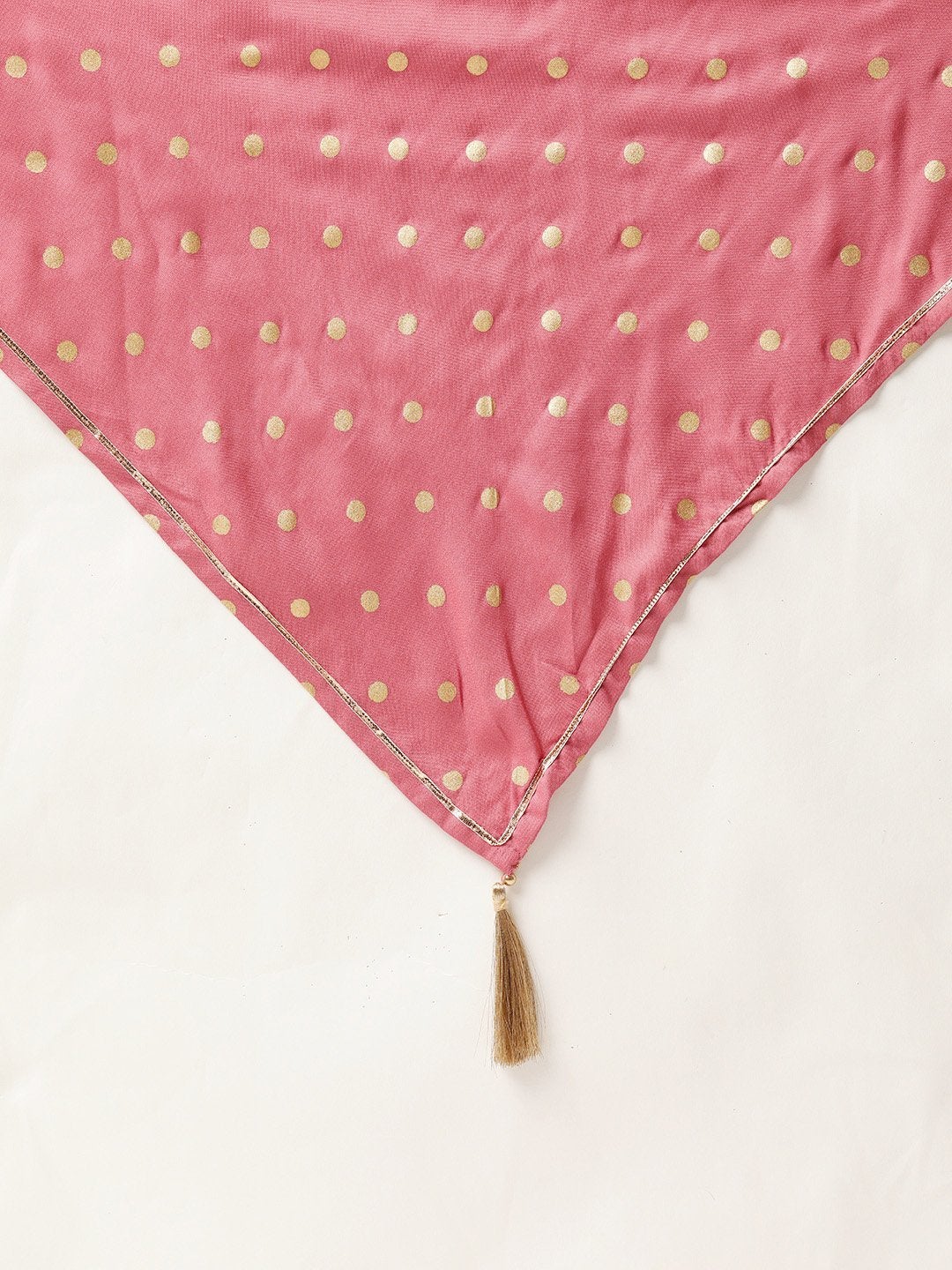 Women's Pink Gathered Dress With Foil Print Scraf - SASSAFRAS