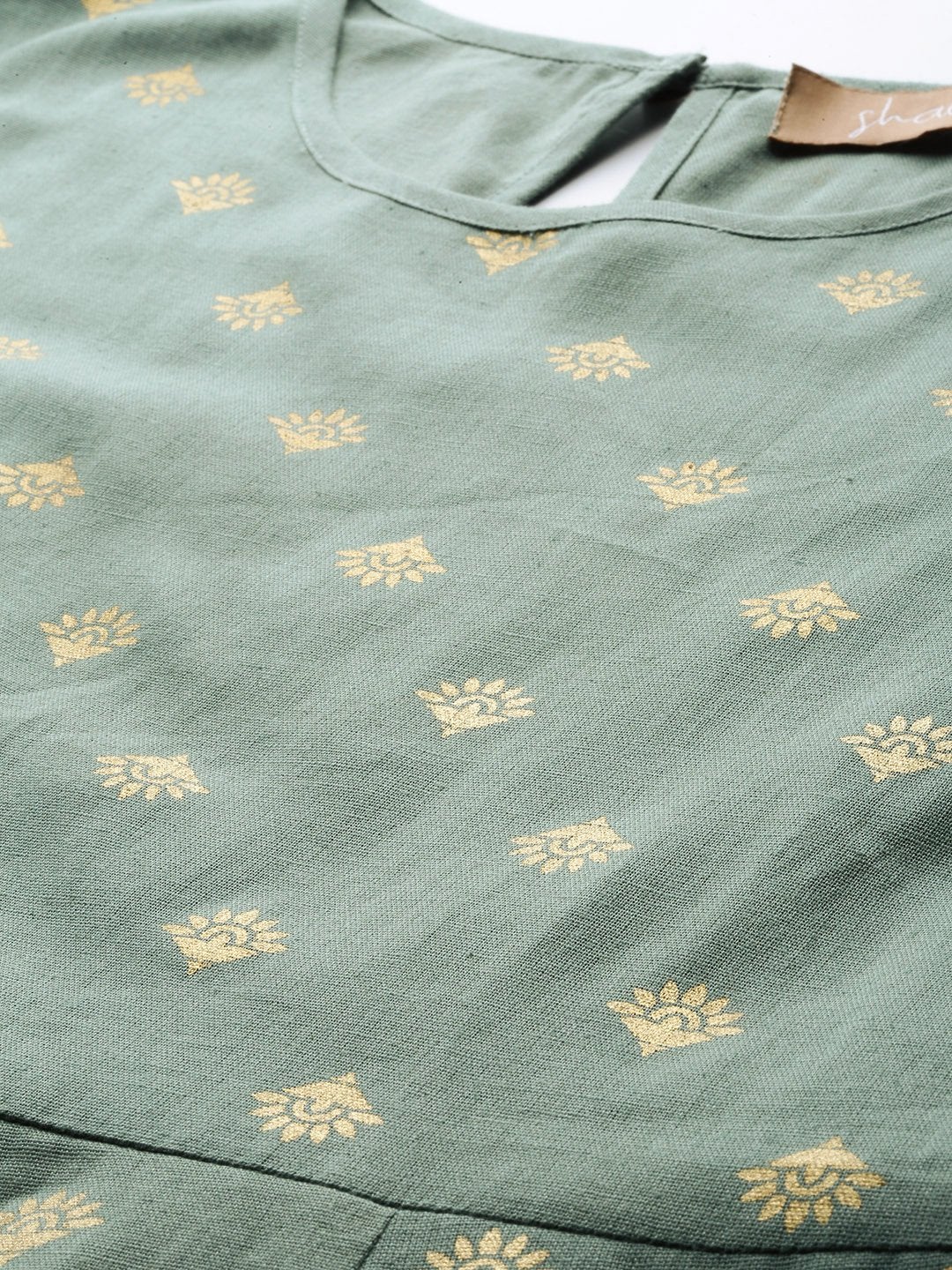 Women's Teal Small Booti Foil Anrakali Dress - SASSAFRAS