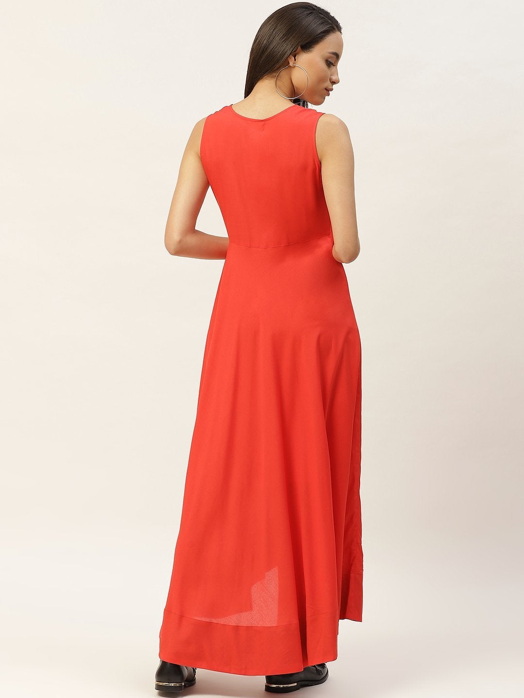 Women's Red High Low Anarkali Maxi Dress - SHAE