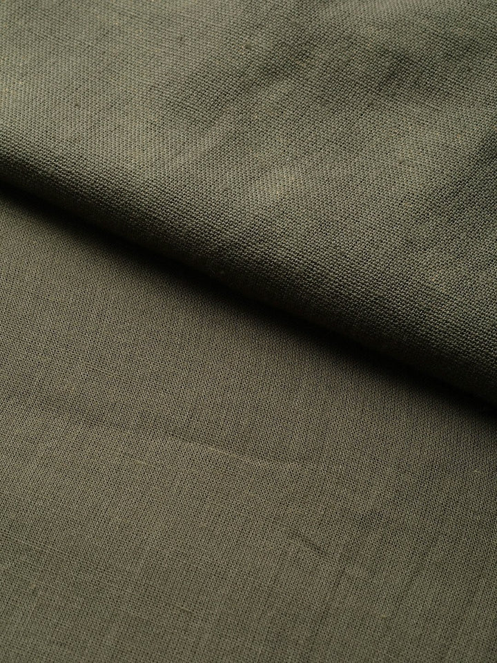 Women's Olive Foil Chevron Gathered Kurta Dress - SASSAFRAS