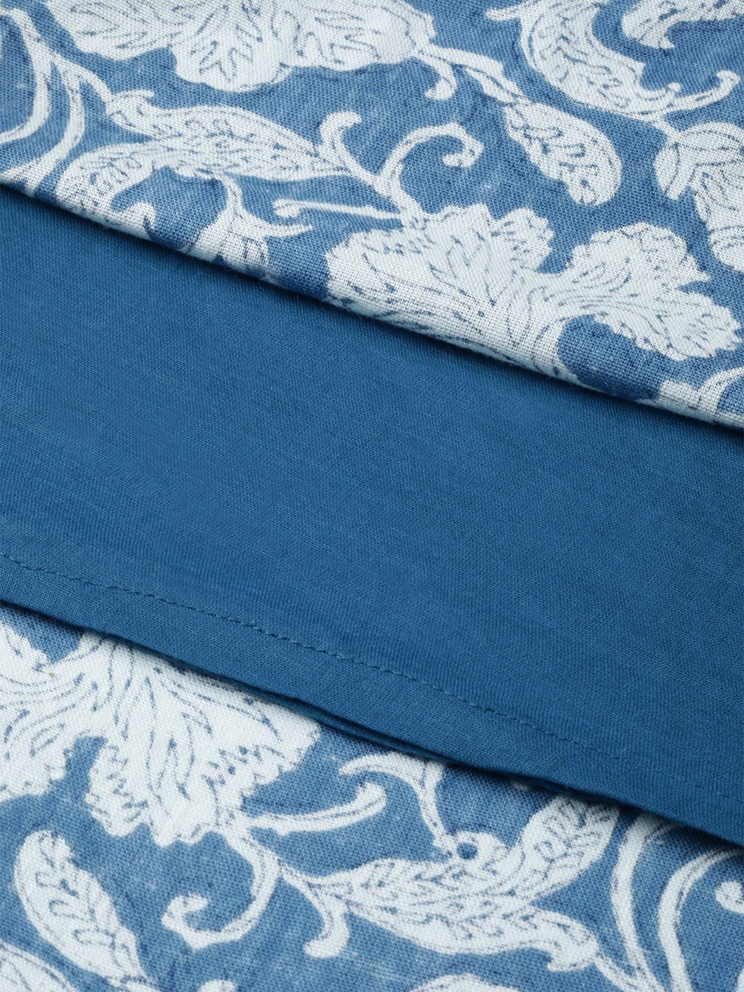 Women's Blue Floral Gathered Kurta Dress - SASSAFRAS