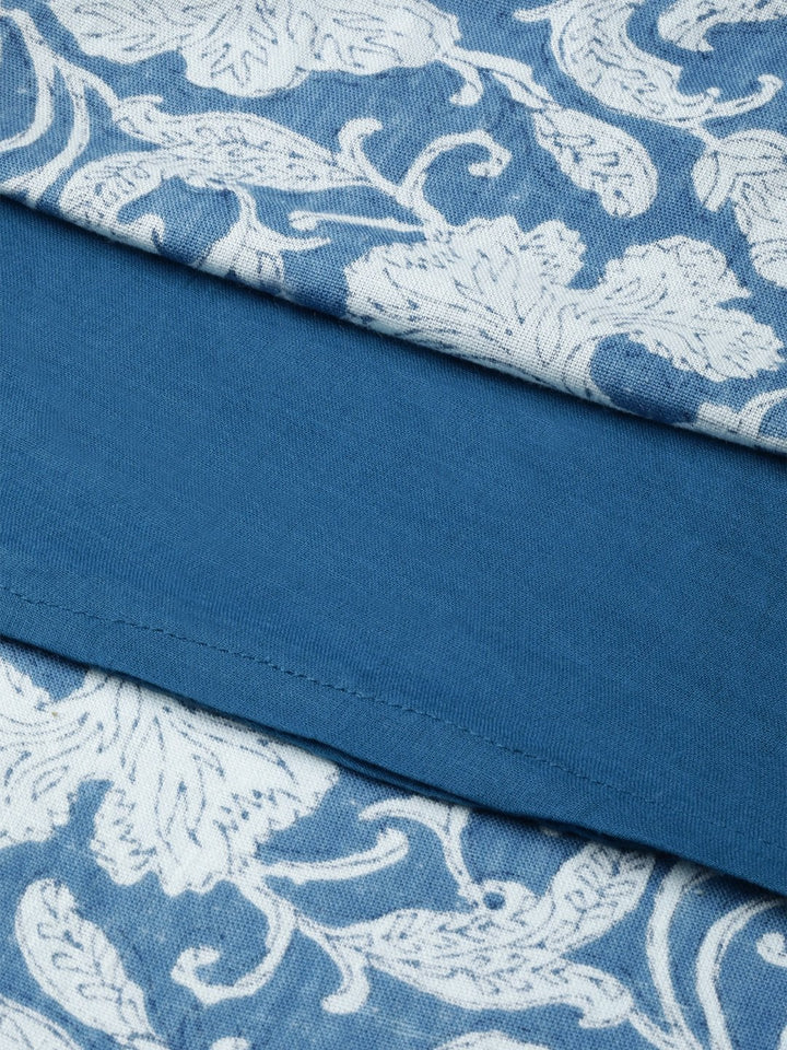 Women's Blue Floral Gathered Kurta Dress - SASSAFRAS