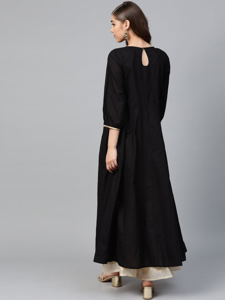 Women's Black Zari Embroidery Anarkali Kurta - SHAE