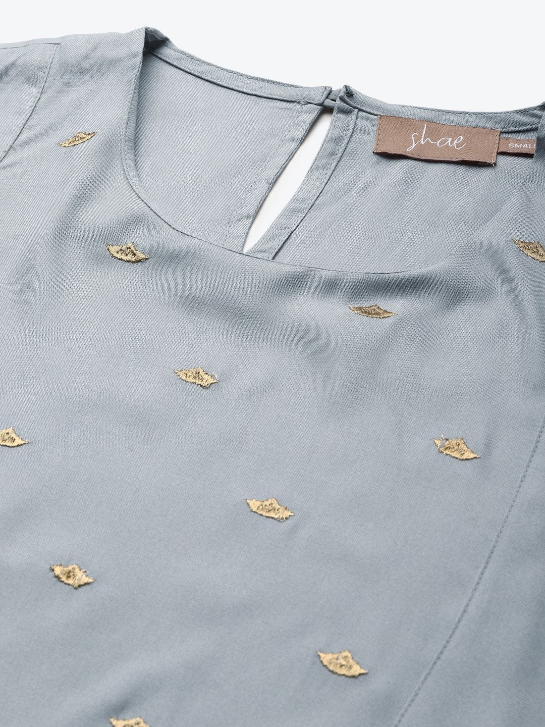 Women's Grey A-Line Zari Embroidery Kurta - SHAE