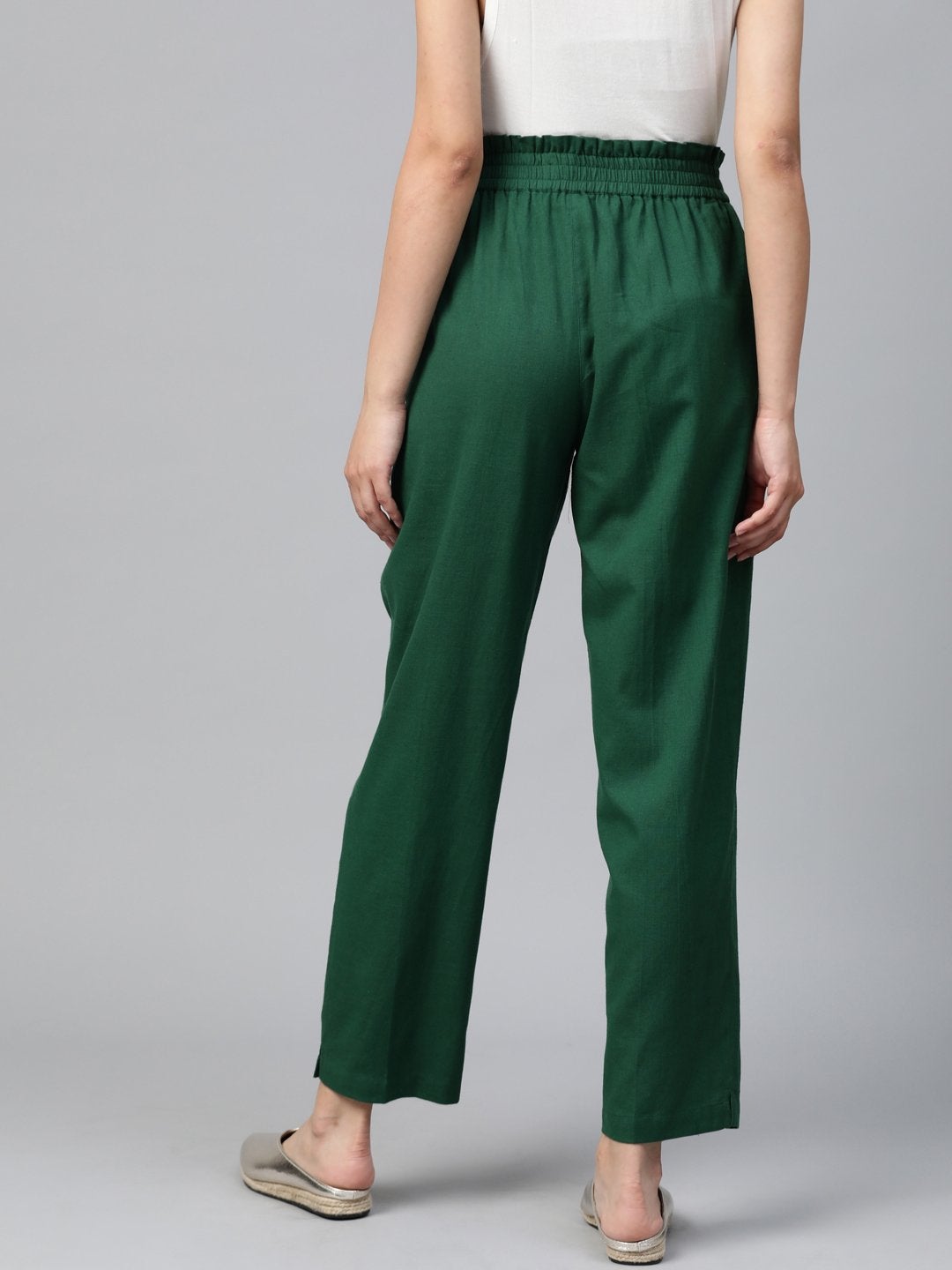 Women's Green Paperbag Tapered Pants - SASSAFRAS