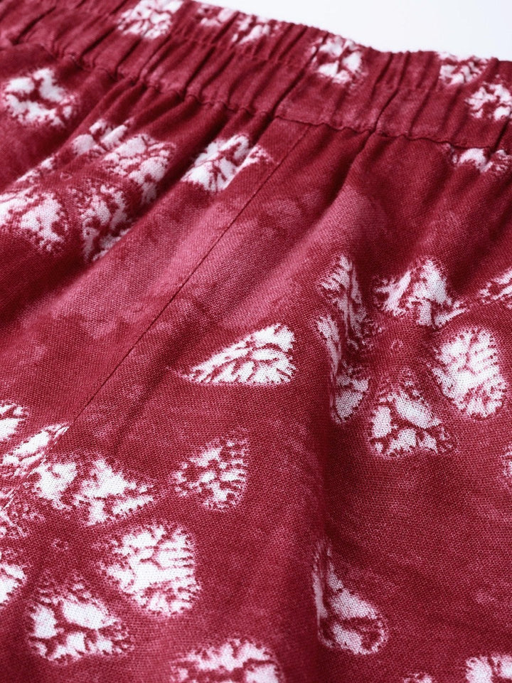 Women's Red Tie & Dye Floral Tapered Pants - SASSAFRAS
