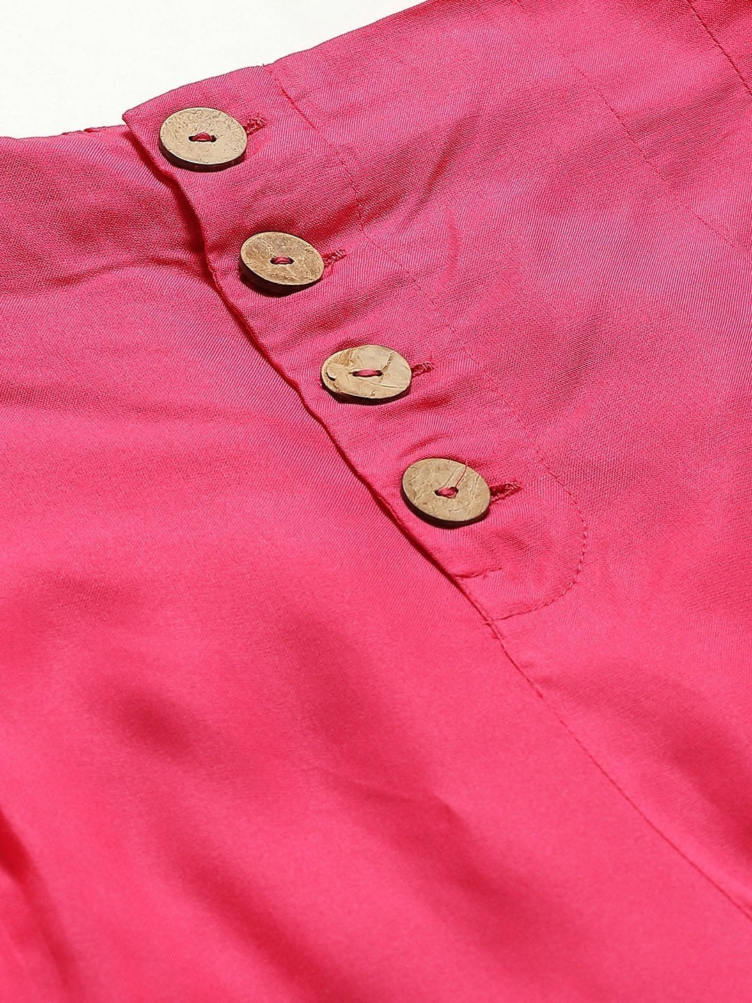 Women's Fuchsia Front Button Pleated Culottes - SASSAFRAS