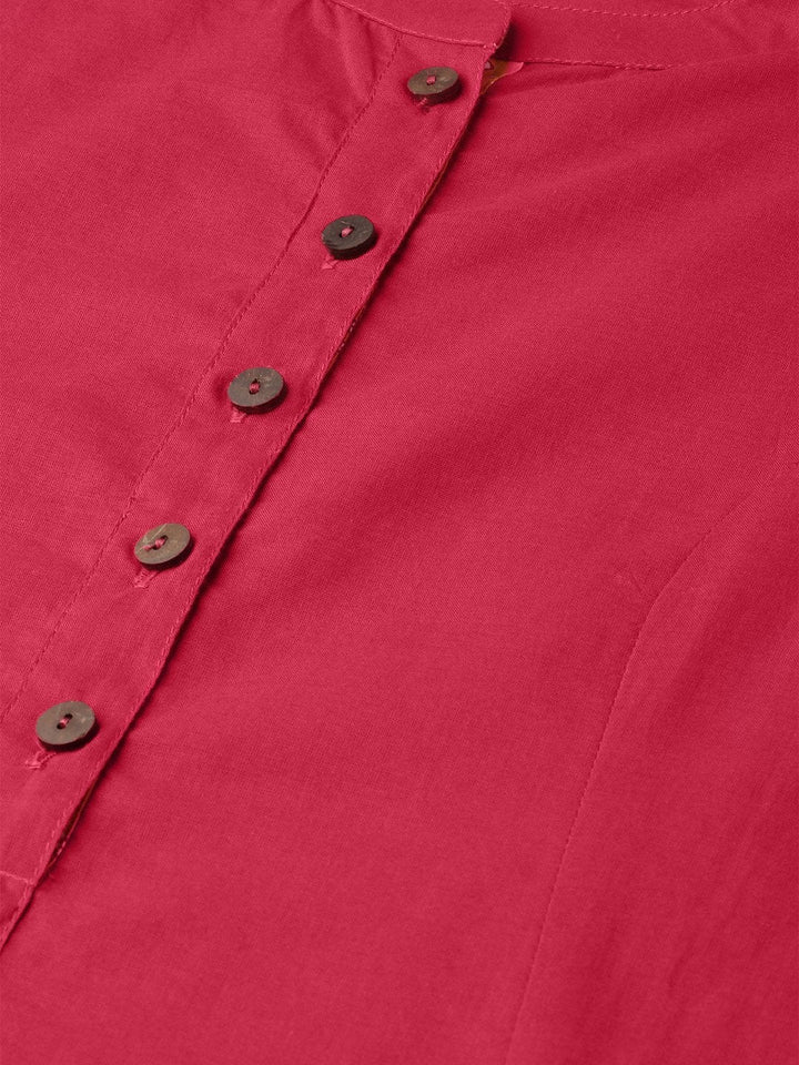 Women's Magenta Kurta Pants & Mustard Bandhej Dupatta - SHAE