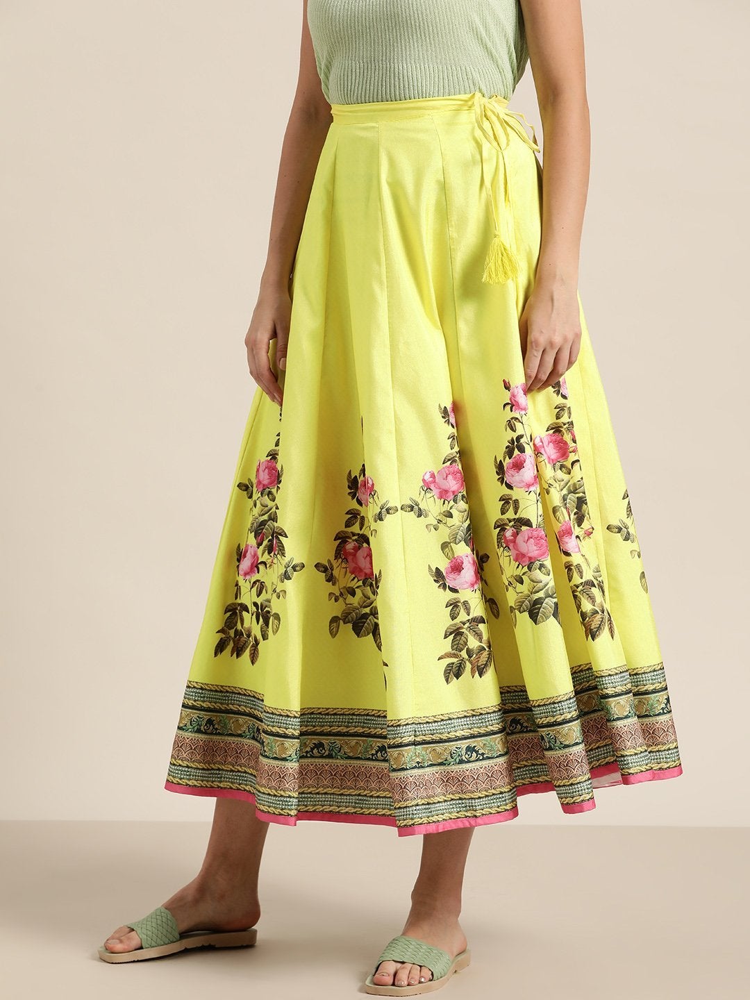 Women's Yellow Floral Kali Skirt - SHAE