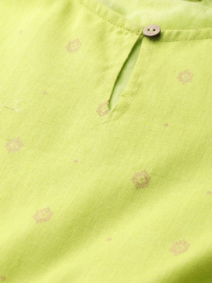 Women's Lime Green Foil Print Peplum Top - SASSAFRAS